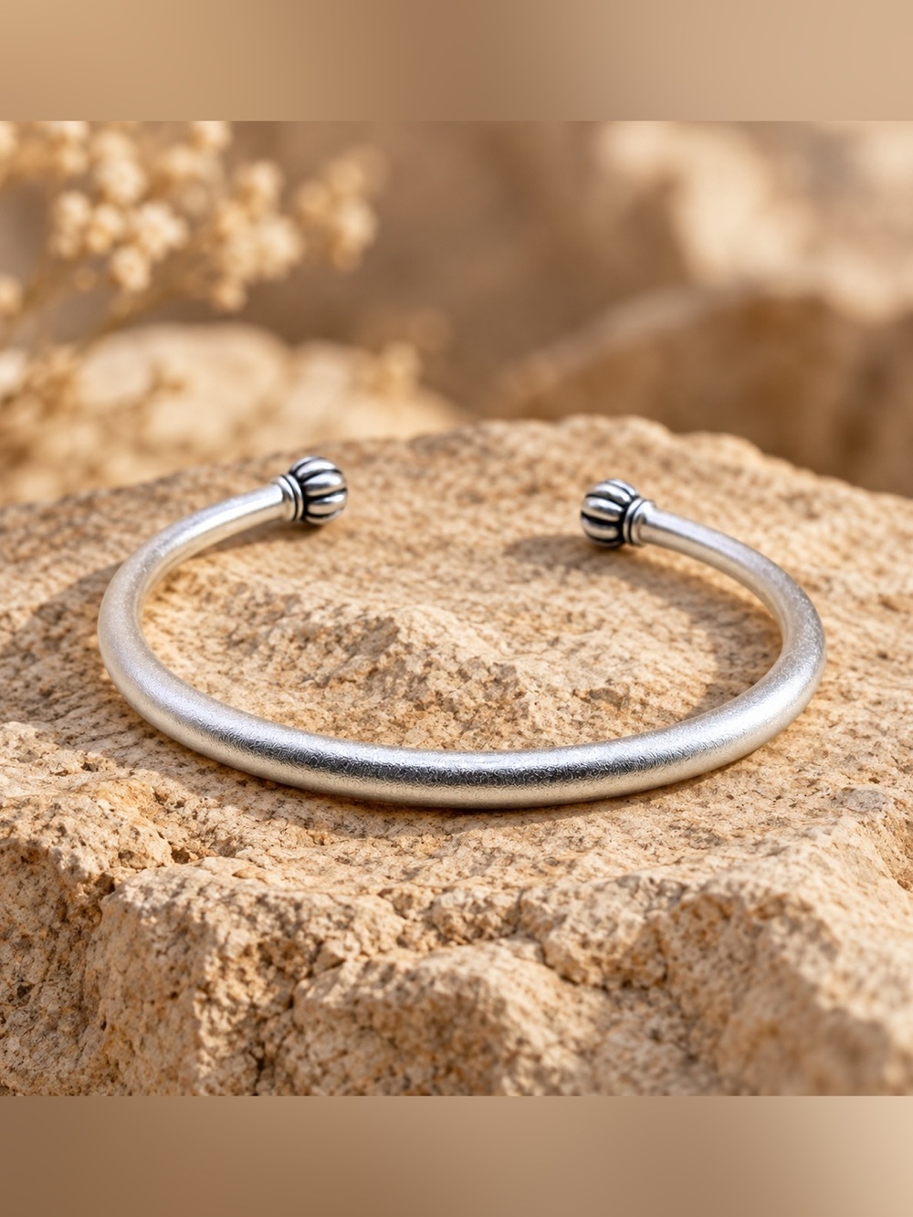 Silver coated cuff open bangle bracelet